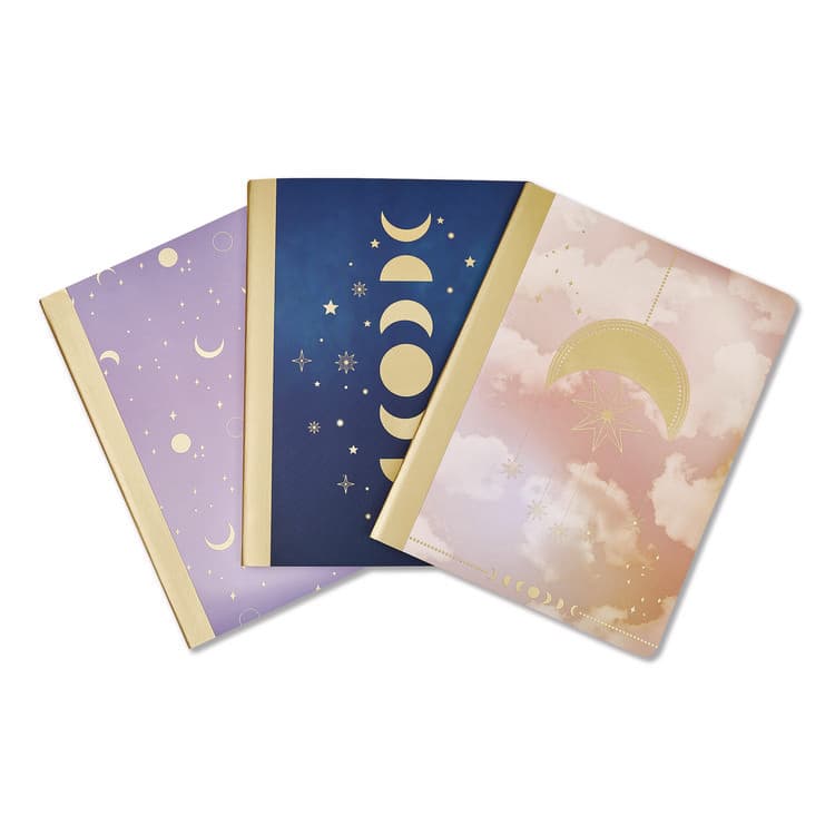 ECCOLO LTD. Celestial Body Composition Book, Medium/College Rule, Assorted Cover Colors and Designs, (80) 9.75 x 7.5 Sheets, 3/Pack (WLBST840A3PACK)