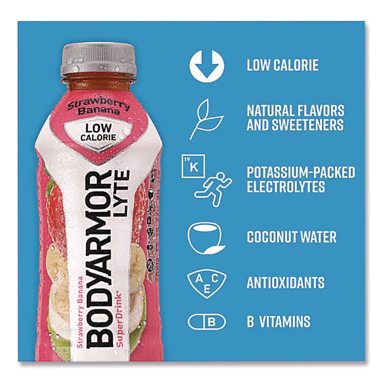 COCA-COLA LYTE Sports Drink, Strawberry Banana, 16 oz Bottle, 12/Pack (BDA411896) thumbnail 4