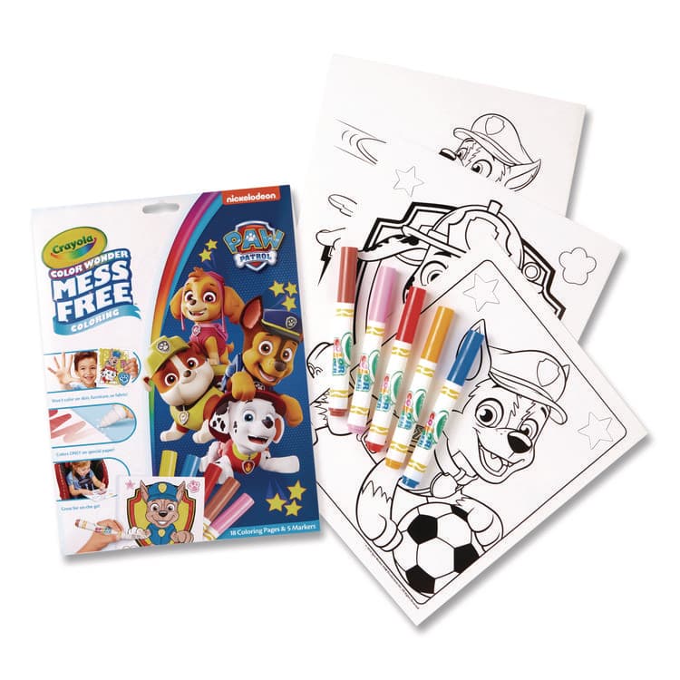 BINNEY & SMITH / CRAYOLA Nickelodeon Paw Patrol Color Wonder Kit, Includes Five Markers, Ages 3 and Up, 18 Pages (CYO757007)