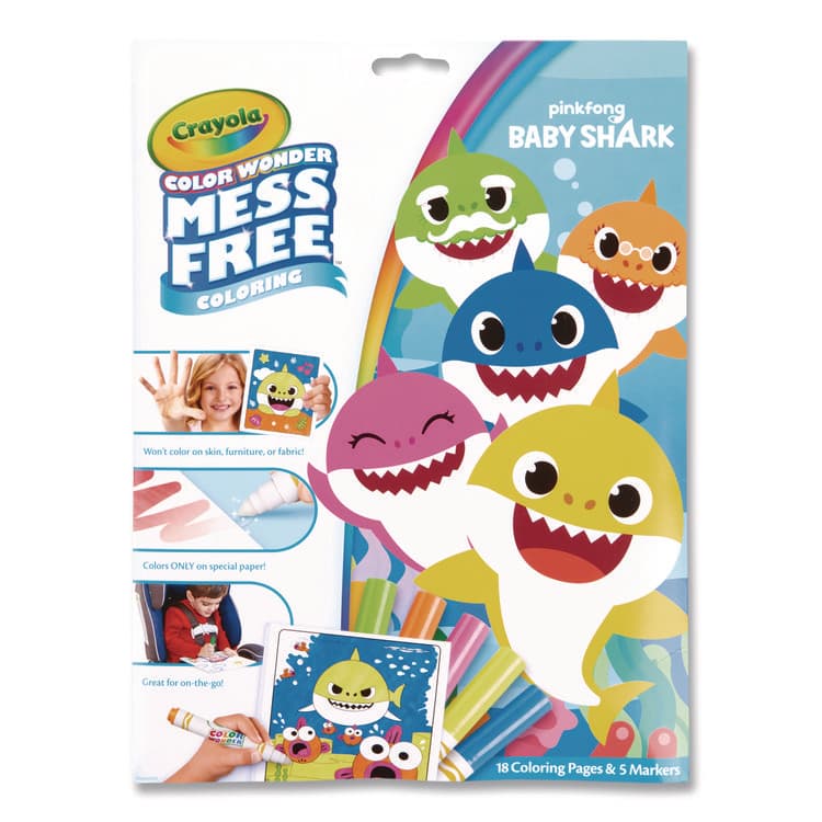 BINNEY & SMITH / CRAYOLA Pinkfong Baby Shark Color Wonder Kit, Includes Five Markers, Ages 3 and Up, 18 Pages (CYO757103) thumbnail 2