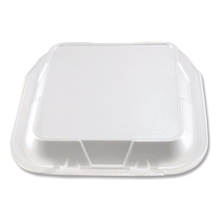 PLASTIFAR SA Foam Hinged Lid Containers, 3-Compartment, 9 x 9 x 3, White, Foam, 200/Carton (PST12083) thumbnail 3