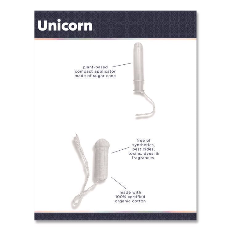 UNICORN Cotton Tampons, Regular Absorbency, 60/Box, 6 Boxes/Carton (WLBTOP08159) thumbnail 2