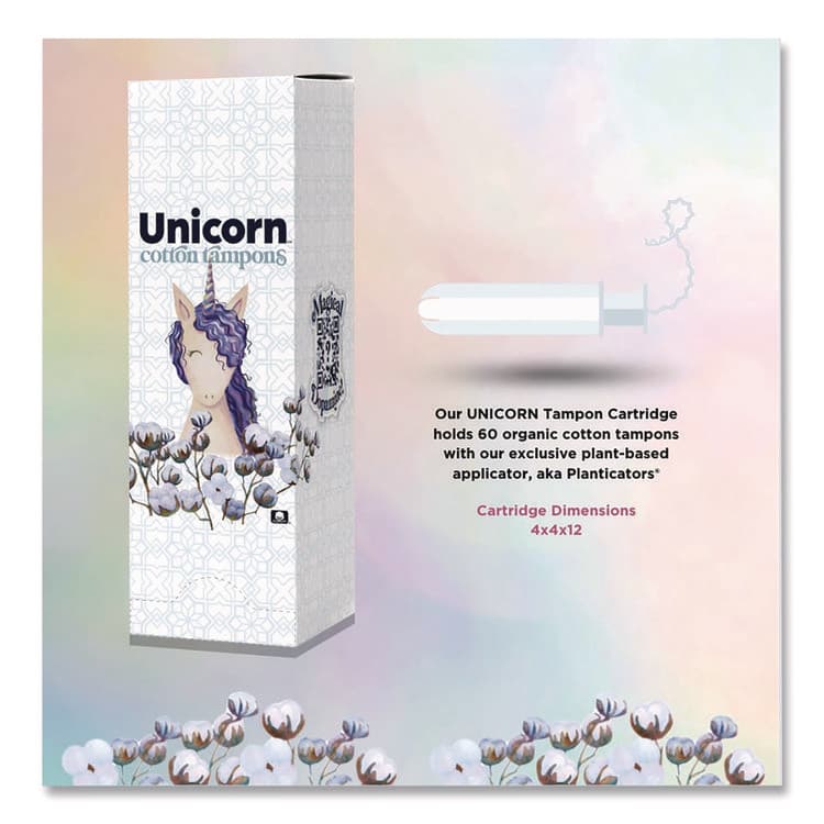 UNICORN Cotton Tampons, Regular Absorbency, 60/Box, 6 Boxes/Carton (WLBTOP08159) thumbnail 4