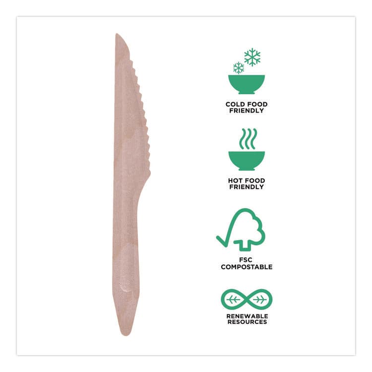ECO-PRODUCTS,INC. Wood Cutlery, General Purpose Knife, Natural, 500/Carton (ECOEPS211W) thumbnail 3