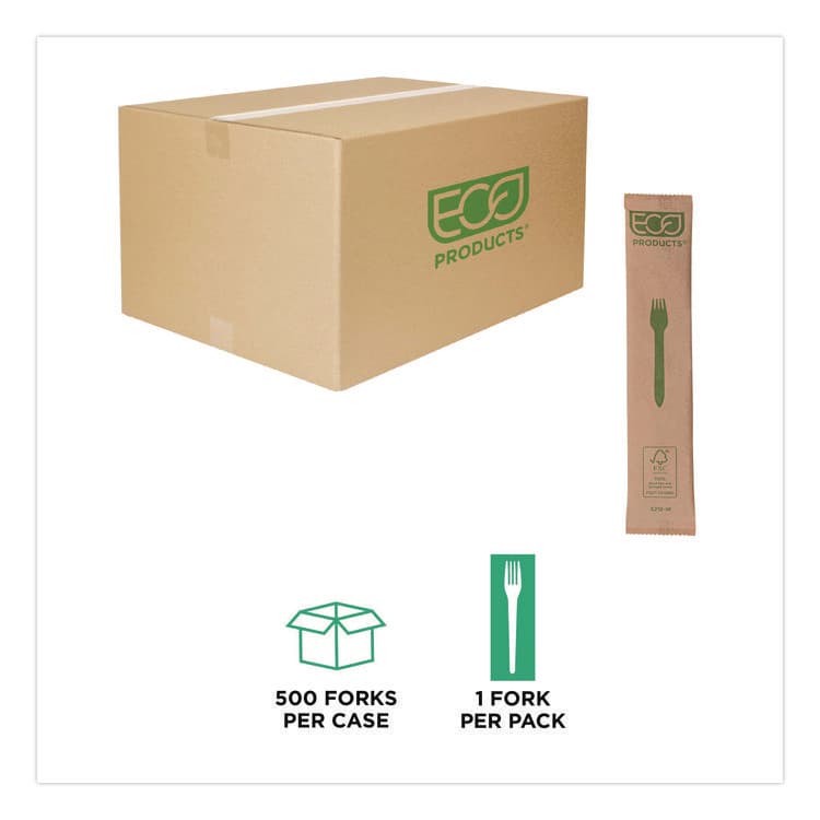 ECO-PRODUCTS,INC. Wood Cutlery, General Purpose Fork, Natural, 500/Carton (ECOEPS212W) thumbnail 4
