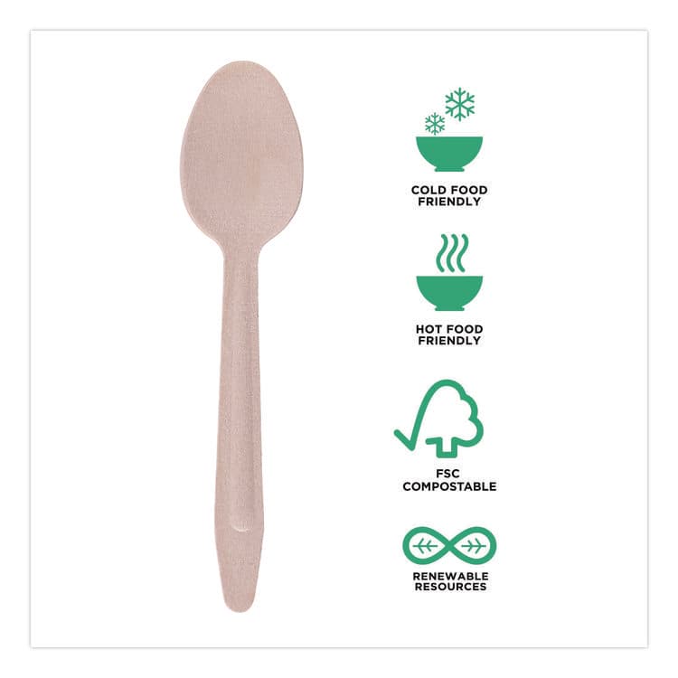 ECO-PRODUCTS,INC. Wood Cutlery, General Purpose Spoon, Natural, 500/Carton (ECOEPS213W) thumbnail 3