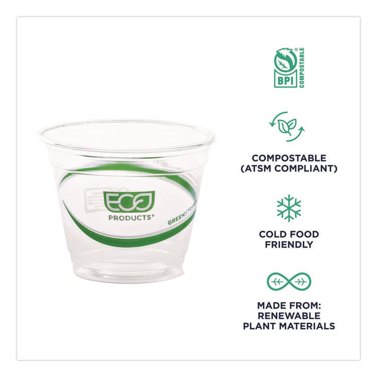 ECO-PRODUCTS,INC. GreenStripe Renewable and Compostable Cold Cups, 9 oz, Plastic, Clear, 50/Pack, 20 Packs/Carton (ECOEPCC9SGS) thumbnail 4