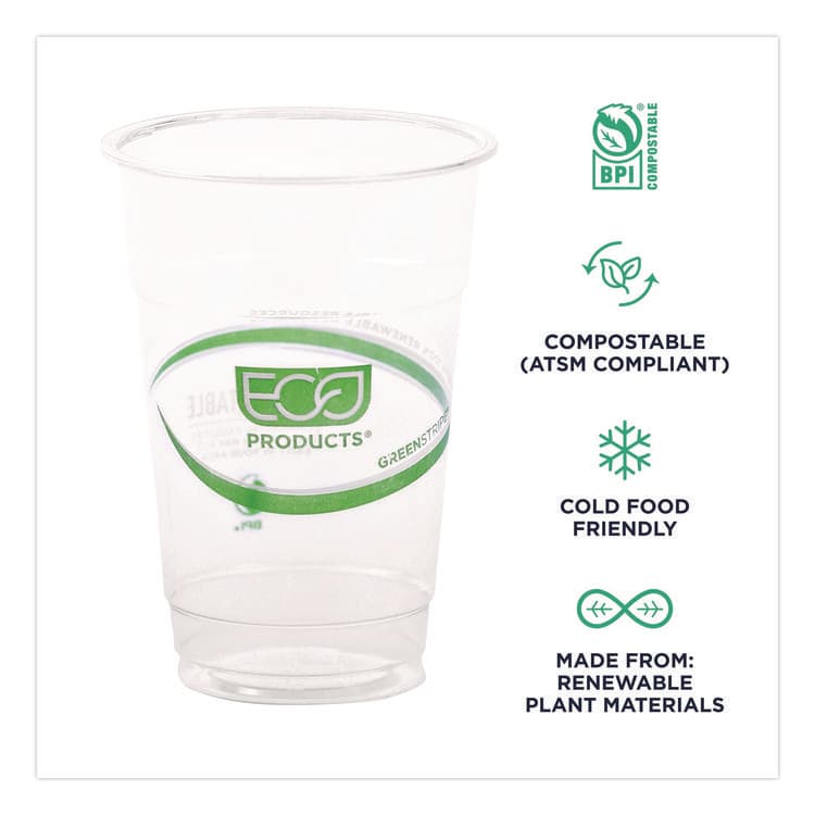 ECO-PRODUCTS,INC. GreenStripe PLA Cold Cups, 10 oz, Plastic, Clear, 1,000/Carton (ECOEPCC10GS) thumbnail 4