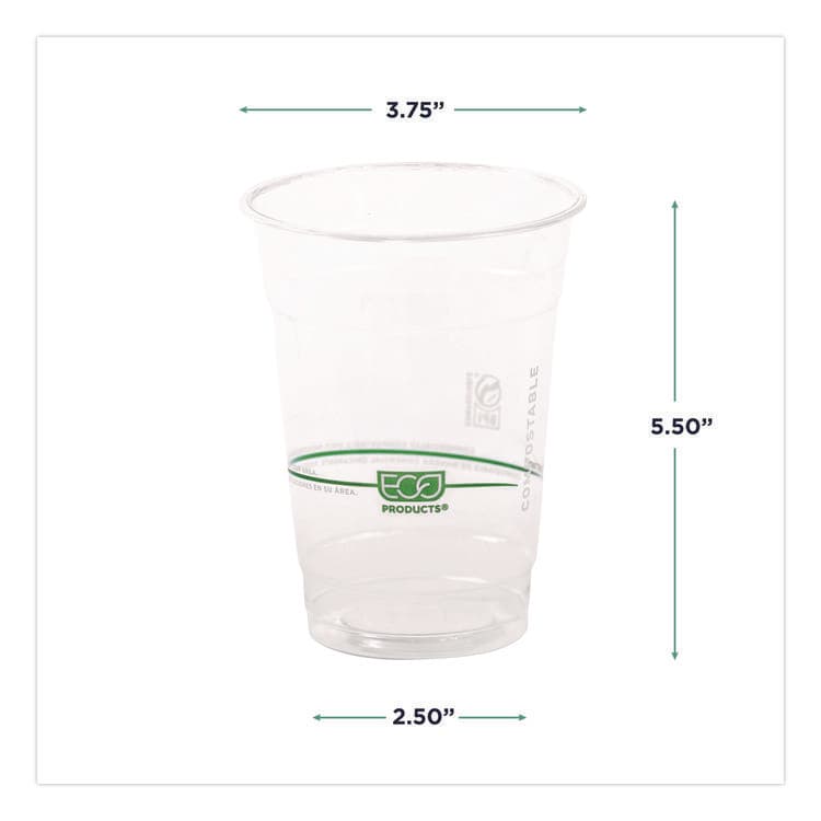 ECO-PRODUCTS,INC. GreenStripe Renewable and Compostable Cold Cups Convenience Pack, 16 oz, Plastic, Clear, 50/Pack (ECOEPCC16GSPK) thumbnail 2