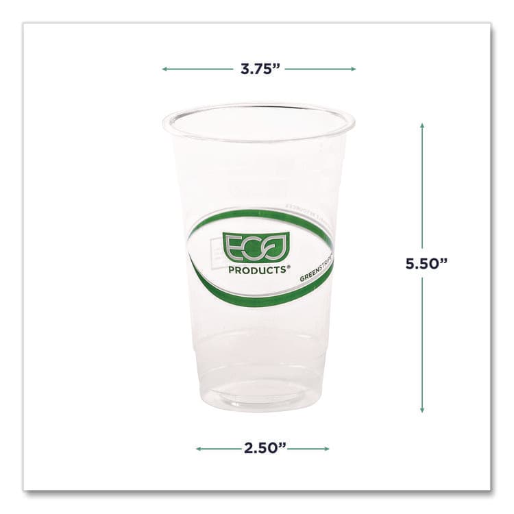 ECO-PRODUCTS,INC. GreenStripe Renewable and Compostable Cold Cups, 20 oz, Plastic, Clear, 50/Pack, 20 Packs/Carton (ECOEPCC20GS) thumbnail 2