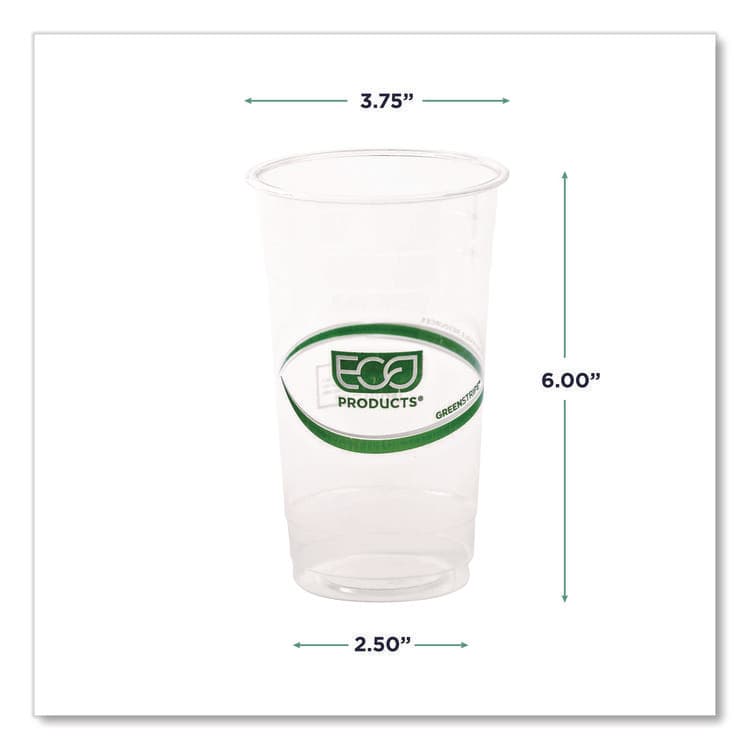 ECO-PRODUCTS,INC. GreenStripe Renewable and Compostable PLA Cold Cups, 24 oz, Plastic, Clear, 50/Pack, 20 Packs/Carton (ECOEPCC24GS) thumbnail 2