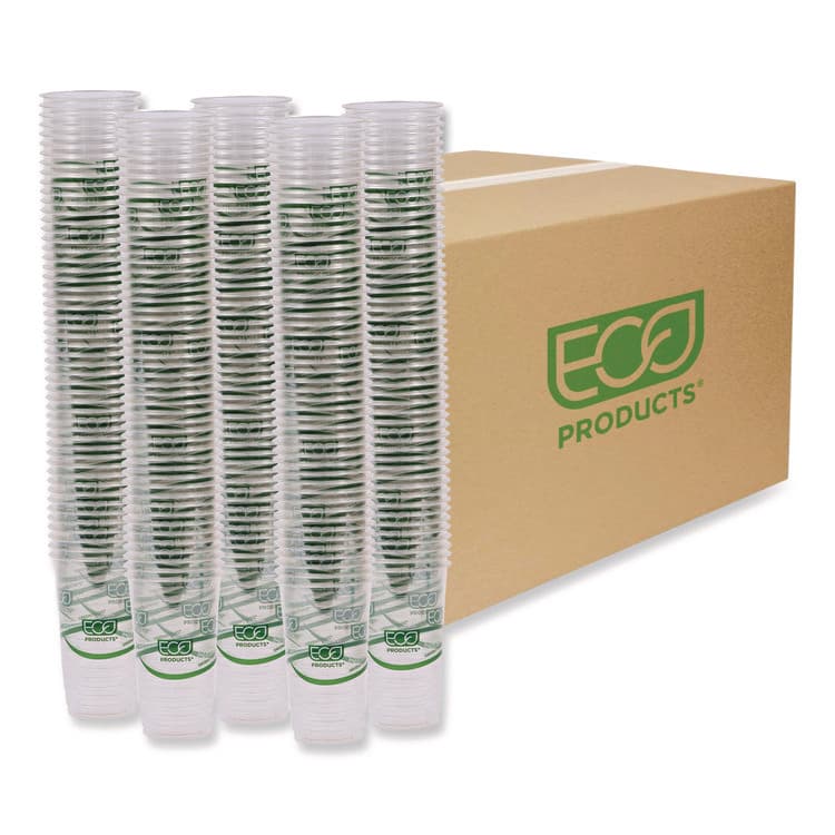 ECO-PRODUCTS,INC. GreenStripe Renewable and Compostable PLA Cold Cups, 24 oz, Plastic, Clear, 50/Pack, 20 Packs/Carton (ECOEPCC24GS)