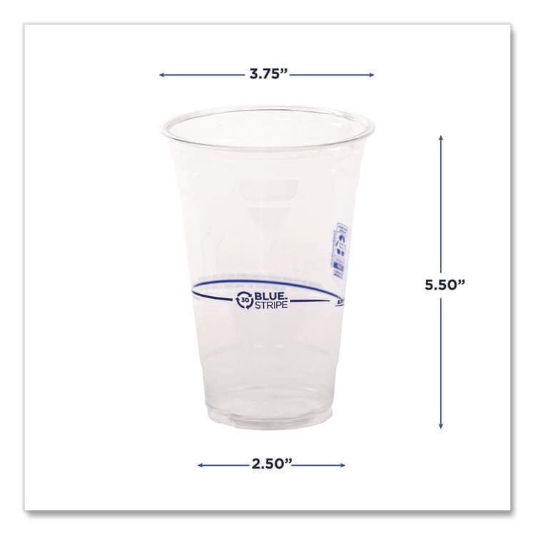 ECO-PRODUCTS,INC. BlueStripe 25% Recycled Content Cold Cups, 20 oz, Plastic, Clear/Blue, 1,000/Carton (ECOEPCR20) thumbnail 2