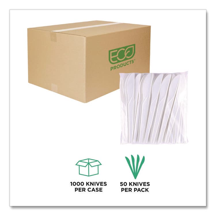 ECO-PRODUCTS,INC. Plantware Compostable Cutlery, Knife, Plastic, Pearl White, 50/Pack, 20 Packs/Carton (ECOEPS011) thumbnail 4