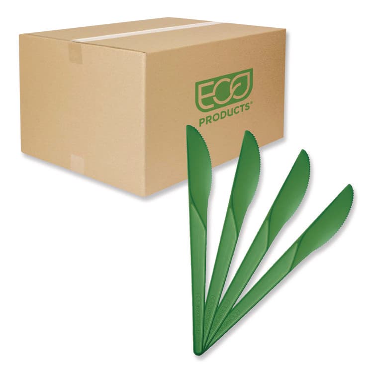 ECO-PRODUCTS,INC. Plantware Compostable Cutlery, Knife, Plastic, Green, 1,000/Carton (ECOEPS011G)