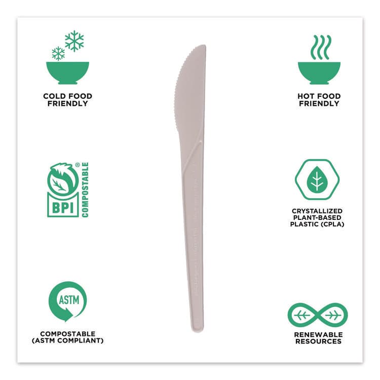 ECO-PRODUCTS,INC. Plantware Compostable Cutlery, Knife, Plastic, White, 1,000/Carton (ECOEPS011W) thumbnail 3