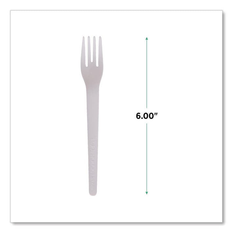 ECO-PRODUCTS,INC. Plantware Compostable Cutlery, Fork, Plastic, Pearl White, 50/Pack, 20 Packs/Carton (ECOEPS012) thumbnail 2