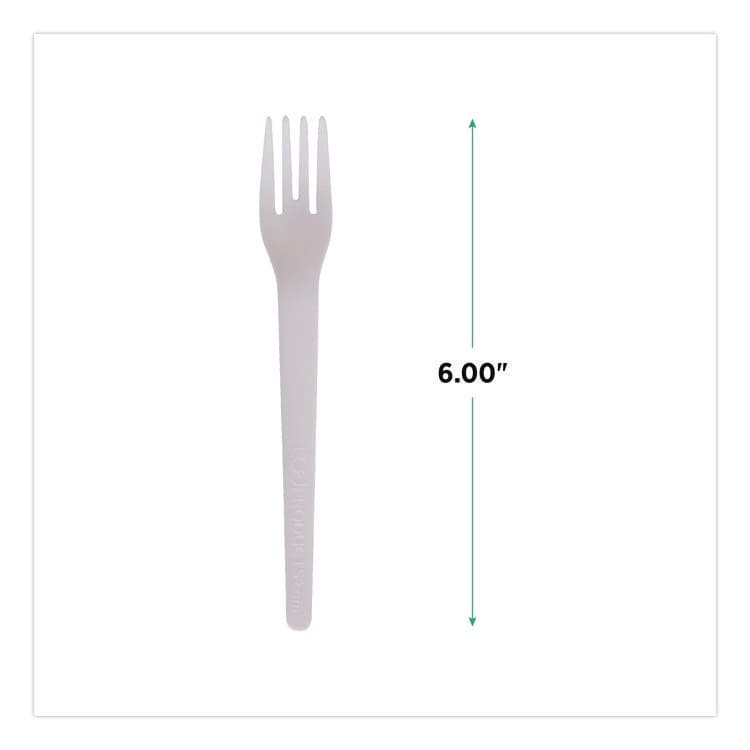 ECO-PRODUCTS,INC. Plantware Compostable Cutlery, Fork, Plastic, White, 1,000/Carton (ECOEPS012W) thumbnail 2