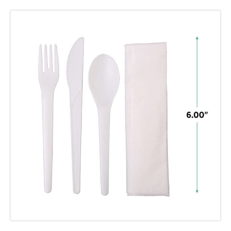 ECO-PRODUCTS,INC. Plantware Compostable Cutlery Kit, Fork/Knife/Napkin/Spoon, Pearl White, 250 Kits/Carton (ECOEPS015) thumbnail 2