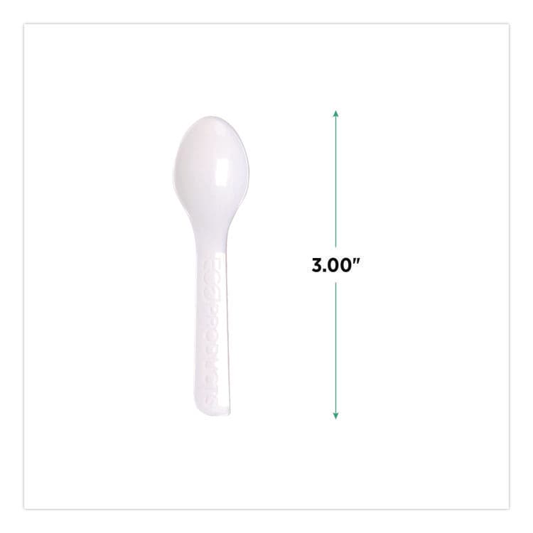 ECO-PRODUCTS,INC. Plantware CPLA Tasting Spoon, Plastic, 3", White, 2,000/Carton (ECOEPS016) thumbnail 2