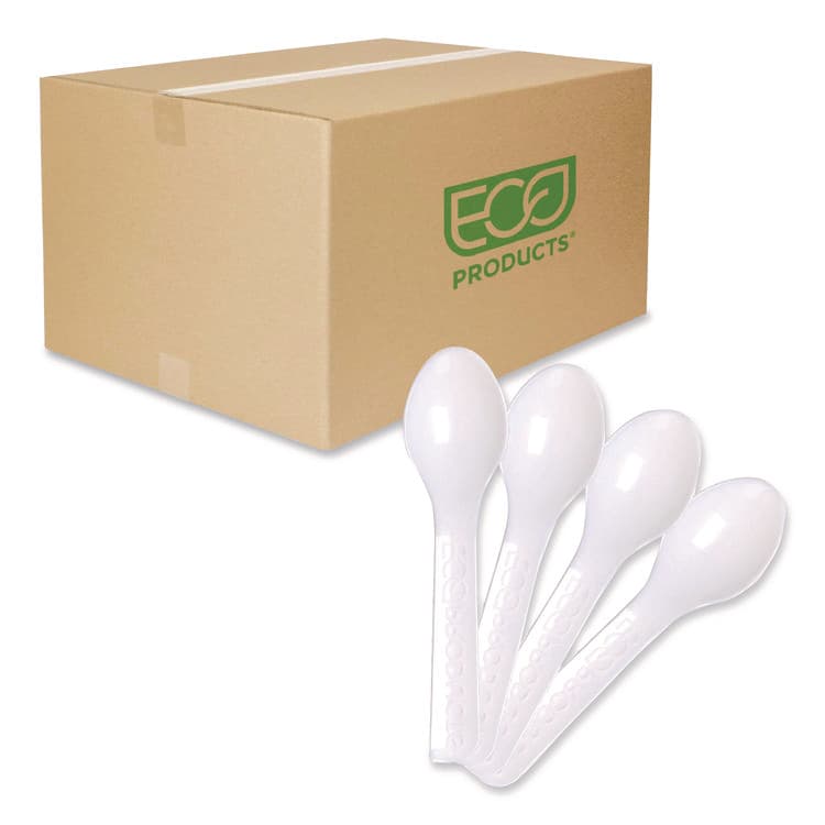 ECO-PRODUCTS,INC. Plantware CPLA Tasting Spoon, Plastic, 3", White, 2,000/Carton (ECOEPS016)