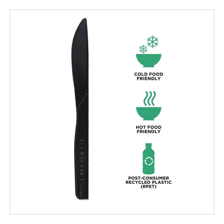 ECO-PRODUCTS,INC. 100% Recycled Content Cutlery, Knife, Plastic, Black, 50/Pack, 20 Packs/Carton (ECOEPS111) thumbnail 3