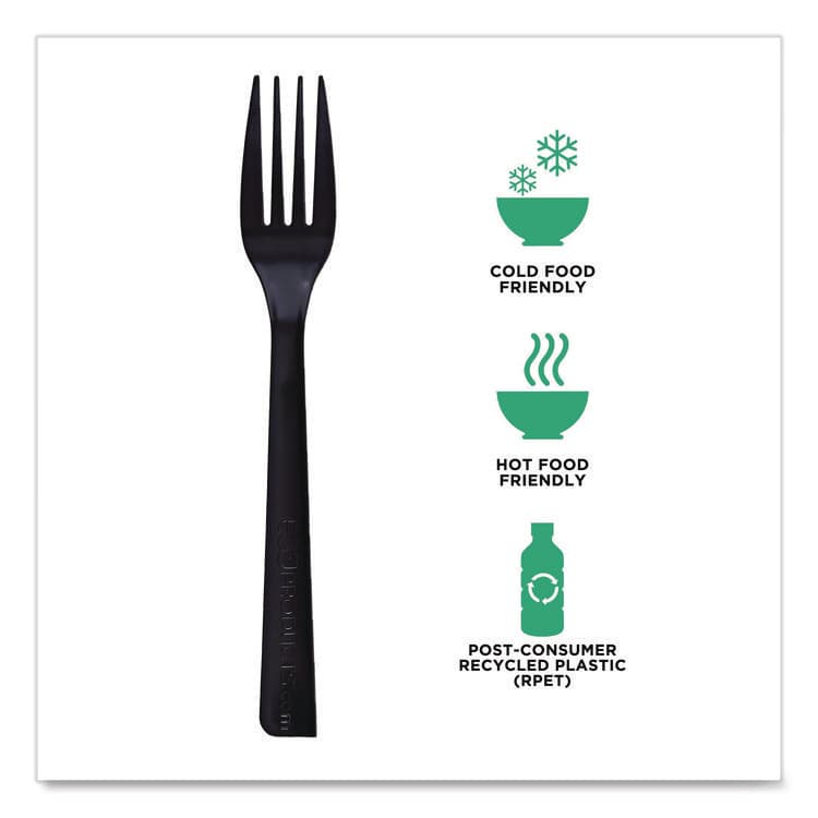 ECO-PRODUCTS,INC. 100% Recycled Content Cutlery, Fork, Plastic, Black, 50/Pack, 20 Packs/Carton (ECOEPS112) thumbnail 3