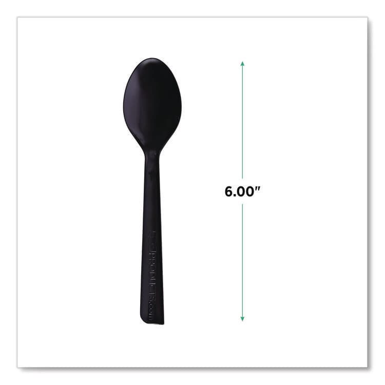 ECO-PRODUCTS,INC. 100% Recycled Content Cutlery, Spoon, Plastic, Black, 50/Pack, 20 Pack/Carton (ECOEPS113) thumbnail 2