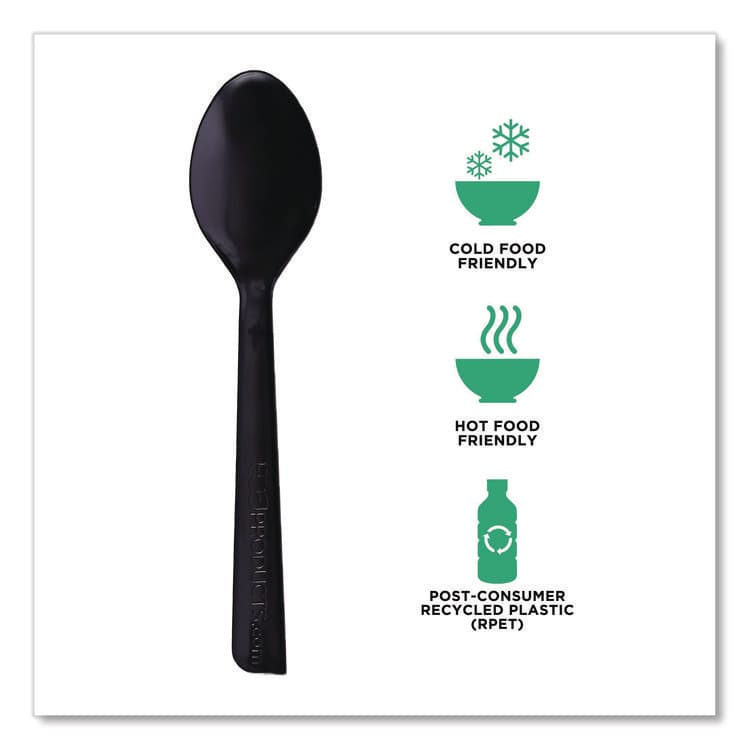 ECO-PRODUCTS,INC. 100% Recycled Content Cutlery, Spoon, Plastic, Black, 50/Pack, 20 Pack/Carton (ECOEPS113) thumbnail 3
