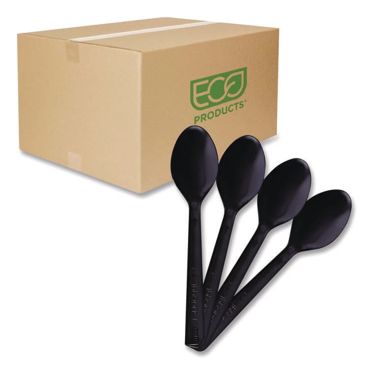 ECO-PRODUCTS,INC. 100% Recycled Content Cutlery, Spoon, Plastic, Black, 50/Pack, 20 Pack/Carton (ECOEPS113)