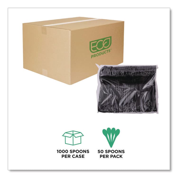 ECO-PRODUCTS,INC. 100% Recycled Content Cutlery, Soup Spoon, Plastic, Black, 50/Pack, 20 Packs/Carton (ECOEPS114) thumbnail 4