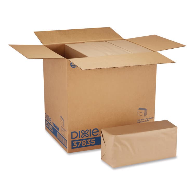 GEORGIA PACIFIC Dixie Full-Fold Dispenser Napkins, 1-Ply, 12 x 13, Brown, 600/Pack, 12 PK/CT (GPC37835) thumbnail 4