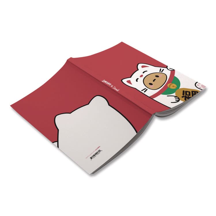 DENIK Smoko Tayto Lucky Cat Layflat Notebook, 1-Subject, Medium/College Rule, Red/White/Brown Cover, (72) 8 x 5 Sheets (DNKLFC1885L) thumbnail 3
