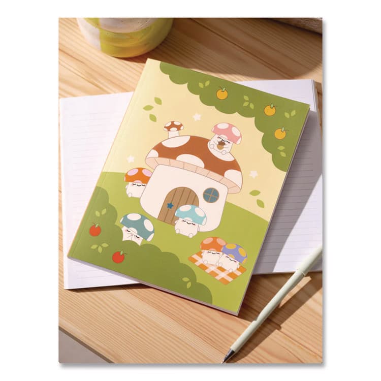 DENIK Smoko Mushroom Garden Layflat Notebook, 1-Subject, Medium/College Rule, Green/Tan/Red Cover, (72) 8 x 5 Sheets (DNKLFC1888L) thumbnail 3