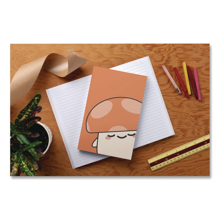 DENIK Smoko Kai Mushroom Layflat Notebook, 1-Subject, Medium/College Rule, Orange/White Cover, (72) 8 x 5 Sheets (DNKLFC1891L) thumbnail 3