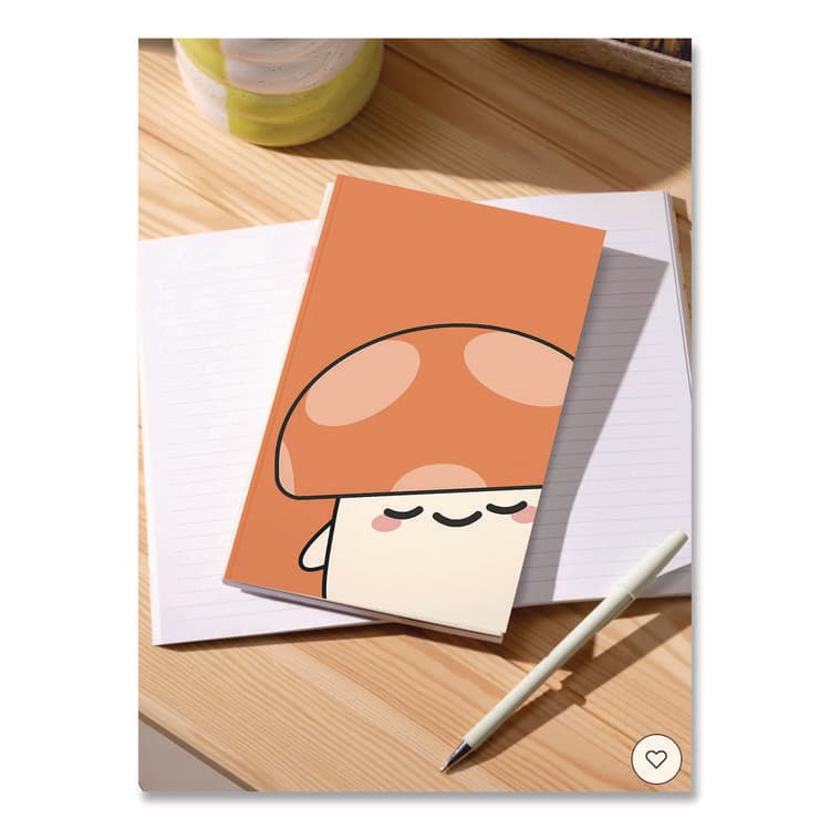 DENIK Smoko Kai Mushroom Layflat Notebook, 1-Subject, Medium/College Rule, Orange/White Cover, (72) 8 x 5 Sheets (DNKLFC1891L) thumbnail 4