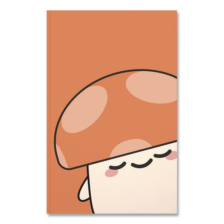 DENIK Smoko Kai Mushroom Layflat Notebook, 1-Subject, Medium/College Rule, Orange/White Cover, (72) 8 x 5 Sheets (DNKLFC1891L)