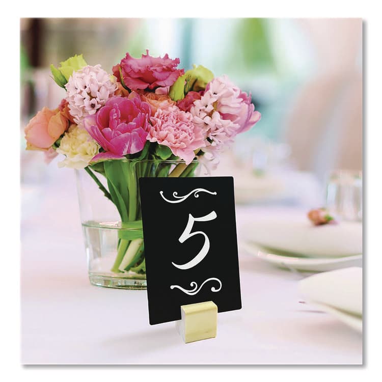 EXCELLO GLOBAL PRODUCTS Tabletop Chalkboard Tag, Black Surface, Teak Wood Holder, 3 x 4, 6/Pack (EXOEGPHD0508S) thumbnail 2