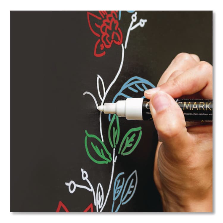 EXCELLO GLOBAL PRODUCTS Liquid Chalk Markers, Assorted Tip Sizes and Types, White, 3/Pack (EXOEGPHD0511S) thumbnail 2