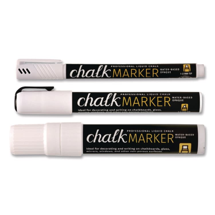 EXCELLO GLOBAL PRODUCTS Liquid Chalk Markers, Assorted Tip Sizes and Types, White, 3/Pack (EXOEGPHD0511S) thumbnail 3