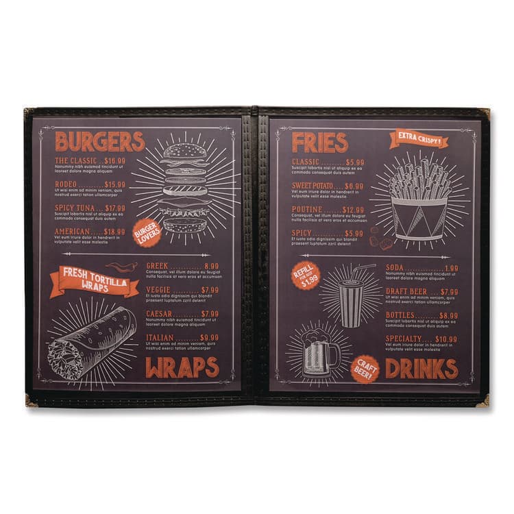 EXCELLO GLOBAL PRODUCTS Menu Holder For 8.5 x 11 Menus, Portrait Orientation 4-View, 9.6 x 11.9, Clear/Black/Silver (EXOSPLSMENU41PK) thumbnail 2