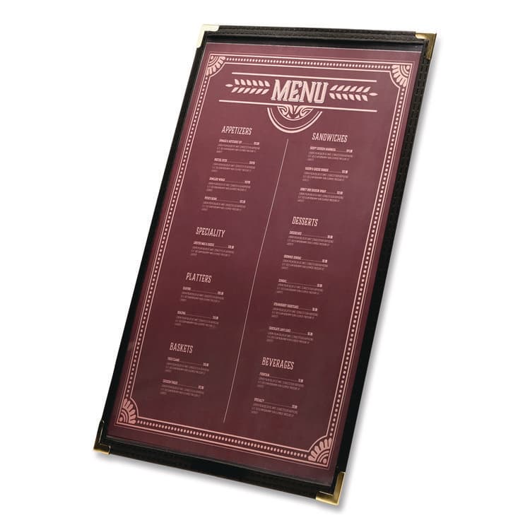 EXCELLO GLOBAL PRODUCTS Menu Holder For 11 x 17 Menus, Portrait Orientation, 11.7 x 18, Clear/Black/Silver (EXOSPLSMENU1117) thumbnail 2