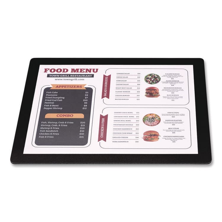 EXCELLO GLOBAL PRODUCTS Menu Holder For 8.5 x 11 Menus, Landscape Orientation, 12.6 x 10.2 Holder, Clear/Black (EXOSPLSMENU8511) thumbnail 2