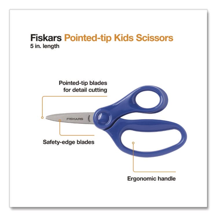 FISKARS MANUFACTURING CORP Kids Scissors Classpack, 5" Long, Straight Assorted Handle Colors, 12/Pack (FSK1067001) thumbnail 3