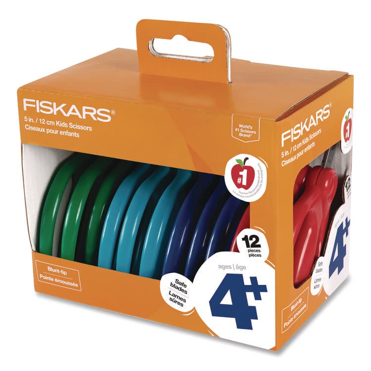 FISKARS MANUFACTURING CORP Kids Scissors Classpack, 5" Long, Straight Assorted Handle Colors, 12/Pack (FSK1067001)