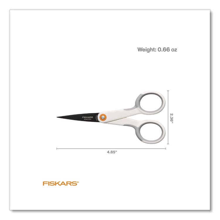 FISKARS MANUFACTURING CORP SoftGrip Nonstick Scissors, 5" Long, Straight White/Gray Handle (FSK1069763) thumbnail 2