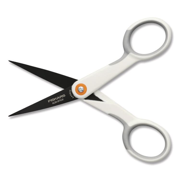 FISKARS MANUFACTURING CORP SoftGrip Nonstick Scissors, 5" Long, Straight White/Gray Handle (FSK1069763) thumbnail 3