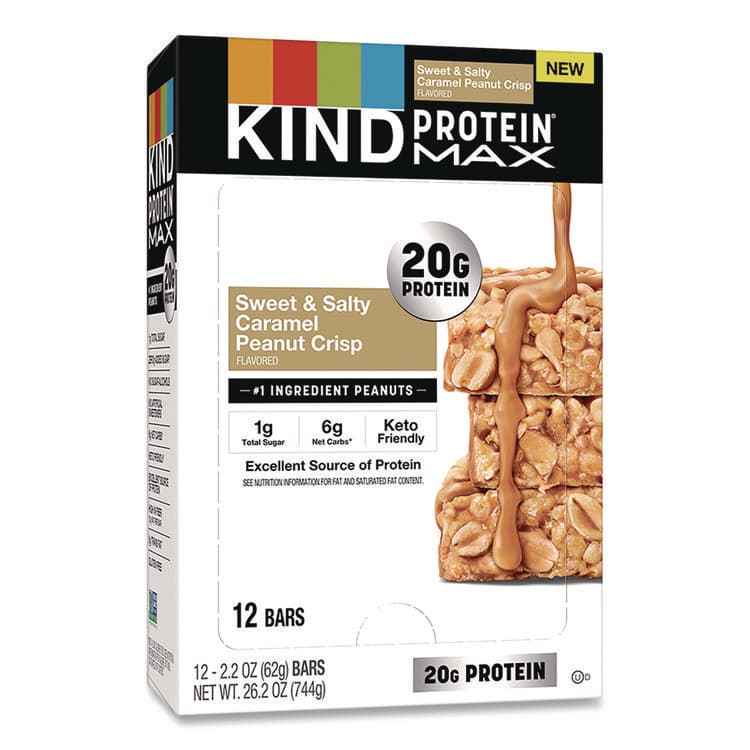 KIND LLC Protein MAX Bar, Sweet and Salty Caramel Peanut Crisp, 2.2 oz Bar, 12/Box (KNDPHW43475) thumbnail 4