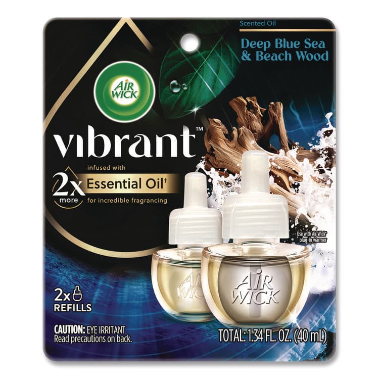 RECKITT BENCKISER Scented Oil Refill, Deep Blue Sea and Beach Wood, 0.67 oz, 2/Pack (RAC6233800123)