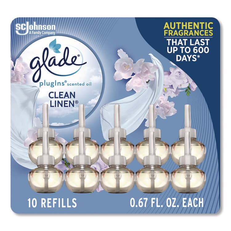 SC JOHNSON Plugins Scented Oil Refill, Clean Linen, 0.67 oz, 10/Pack (SJN379206)